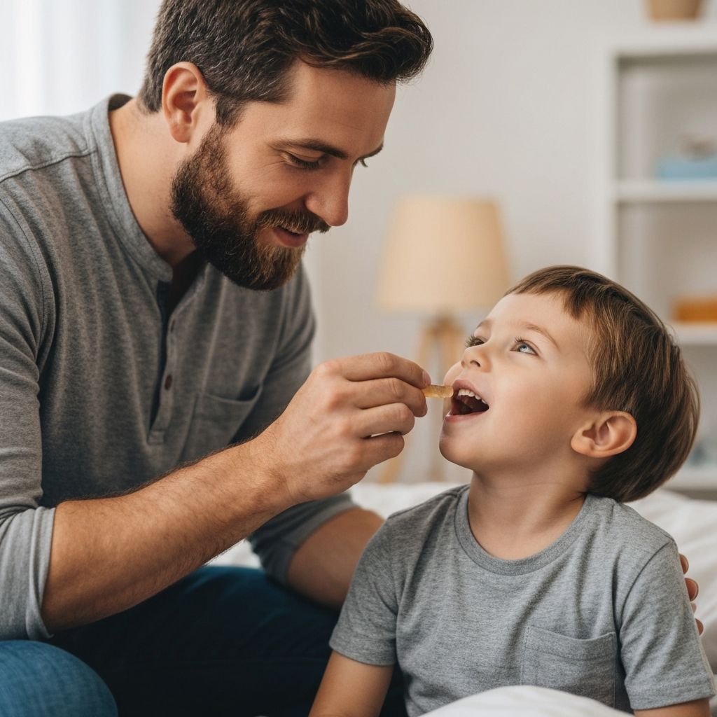 Parent helping child with bedtime routine